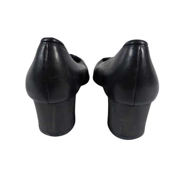 ROCKPORT! BLACK GENUINE LEATHER DIMPLY ELEGANT LOW HEEL PUMPS, HEELS! SZ 9.5M - Picture 8 of 10